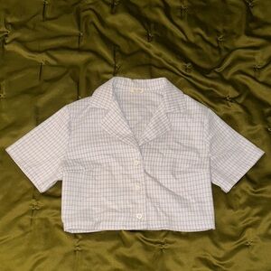 John Galt Plaid Cropped Short Sleeve